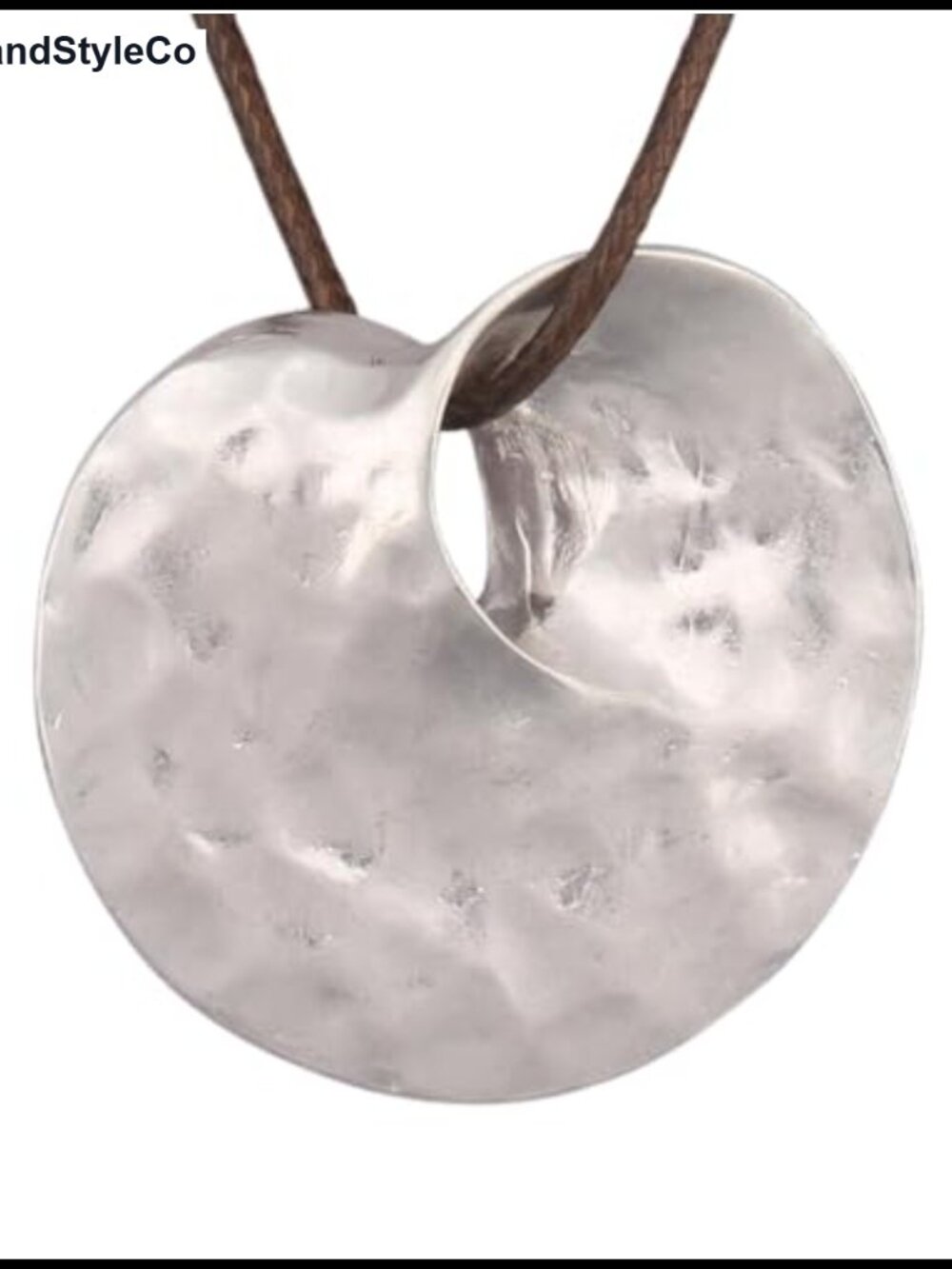 Bohemian Faux Leather Long Necklace Handmade Polished Pendant
